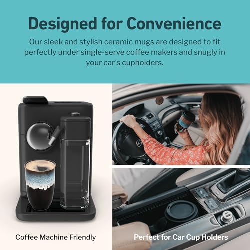 NOVA CERAMICS 12oz Travel Coffee Mug - Unique Microwave & Dishwasher Safe Tumbler With Lid - Gifts For Women & Men - Image 6