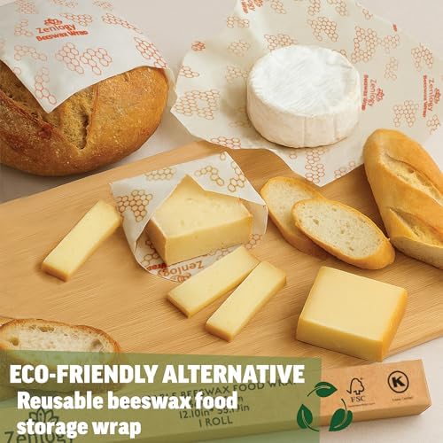 Zenlogy Beeswax Food Wrap Roll, 13 x 55 Inches, Organic Cotton, Reusable - Image 2