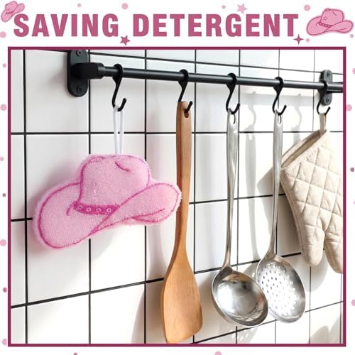 12 Pcs Cowgirl Hat Sponge Dish Scrubber Dual Sided Non Scratch Dish Washing Scrubbers Reusable Household Cleaning Kitchen Tools for Dishwashing Washing Dishes Cookware Tubs Sinks - Image 3
