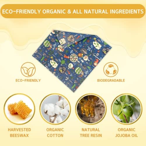 Reusable Beeswax Wrap - 9 Pack Beeswax Wraps for Food, Eco-Friendly Beeswax Food Wraps, Bread Sandwich Food Wrap - Organic, Sustainable, Zero Waste, Plastic-Free Food Storage, 1XL, 3M, 5S - Image 2