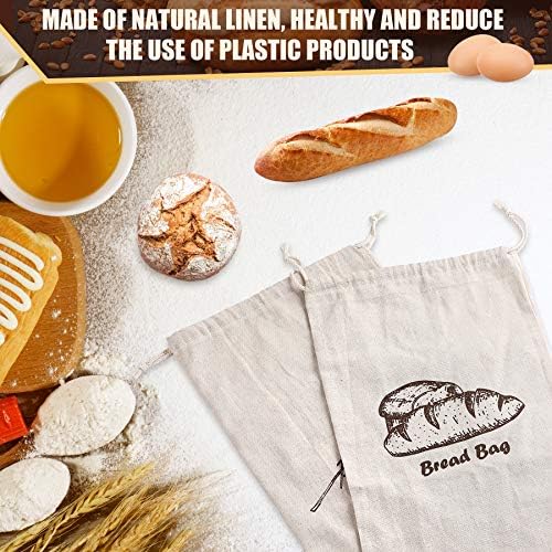 Augshy 4 Pcs Linen Bread Bags for Homemade Bread Container - Image 5