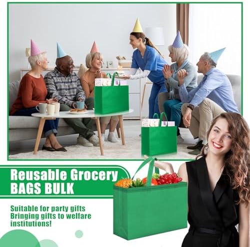 Windyun Reusable Grocery Bags Large Non Woven Shopping Bags with Handles Foldable Portable Tote, 16x6x12 Inch - Image 3