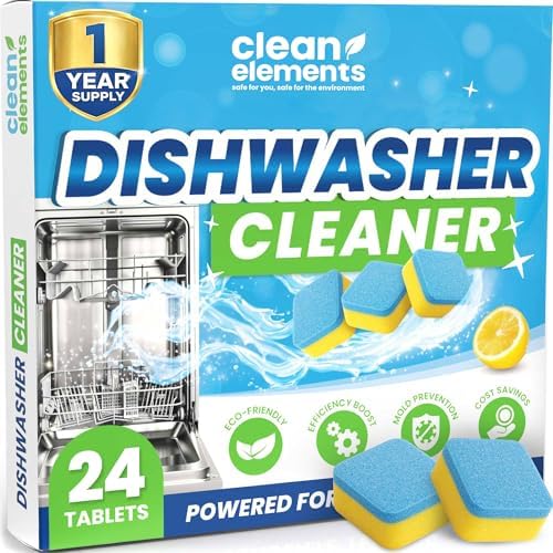Dishwasher Cleaner Tablets & Deodorizer, Deep Cleaning Descaler, 24 Ct by CleanElements