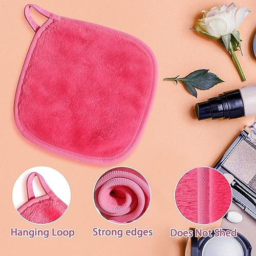 Makeup Remover Cloth, 6" x 6" Make Up Towels Reusable Face Cloth for Washing Face, 12 Pack Makeup Remover Pads Microfiber Face Washcloth with Mesh Bag, Just Water, Grey/Purple/Pink - Image 4
