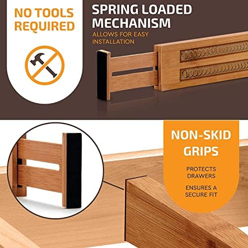 6-Pack Drawer Dividers 2.6-Inch High Dresser Drawer Organizer 16 to 22 Inch - Image 4