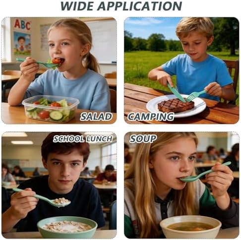 24 Sets Reusable Travel Utensils Set with Case, Wheat Straw Portable Knife Fork Spoons Cutlery, Eco-Friendly BPA Free Plastic Tableware for Kids Adults Travel Picnic Camping Utensils (8 Colors) - Image 6