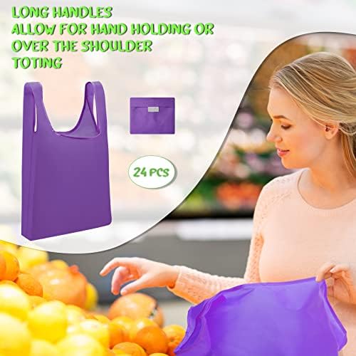 Eccliy 24 Pcs Reusable Grocery Bags Shopping Bags Foldable, Solid Style - Image 5