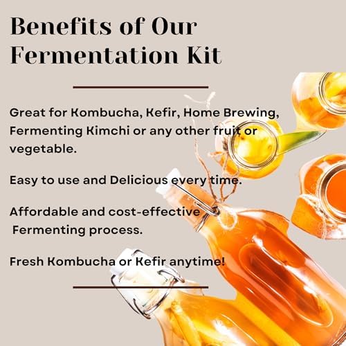 Jarming Collections Complete Kefir Starter Kit/Kombucha Fermentor Kit-1 Mason Jar Wide Mouth-Plastic Storage Lid - HIC(4 Inch) Nylon Mesh Strainer-Cotton Cloth Cover and Wood Spoon (Half Gallon) - Image 4