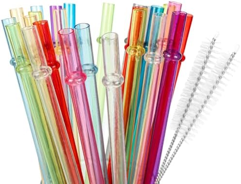 25 Pack 9.05" Plastic Reusable Replacement Drinking Straws by BreezeSip