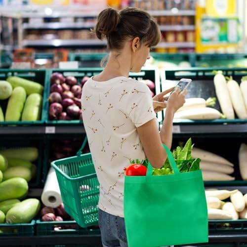 Reginary 100 PCS Non Woven Tote Bags Bulk,Green - Image 3
