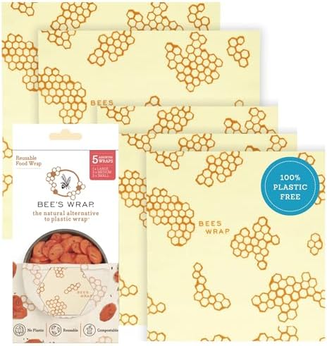 Bee's Wrap Beeswax Food Wraps, 5 Pack Assorted - Honeycomb by BeesWrap
