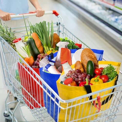 12 Pieces Reusable Grocery Bags, XL Heavy Duty Plastic Shopping Bag - Image 6
