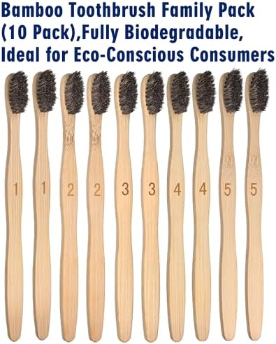 Natural Horse Bristle Bamboo Toothbrush 10 Pack Adult - Image 5