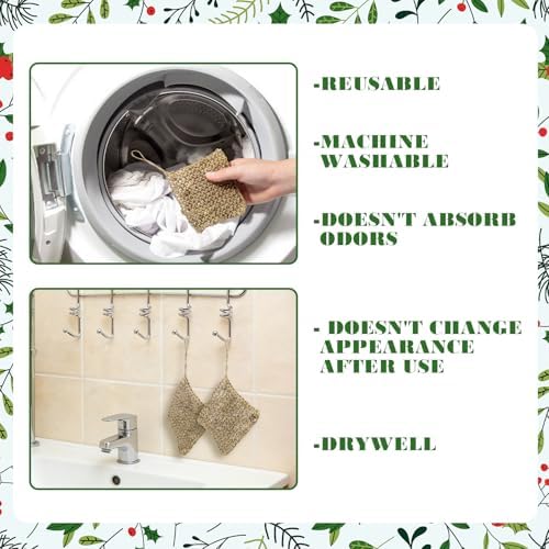 Sliner 6 Pack Natural Hemp Dish Sponges, 4x4 Biodegradable Scrubber - Image 3
