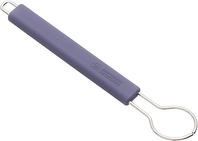 Redecker Silicone Dish Brush Bundle, Includes Interchangeable Natural Horsehair and Tampico Fiber Brush Heads, Sustainable Silicone and Stainless Steel Handle with Hanging Loop, Blue