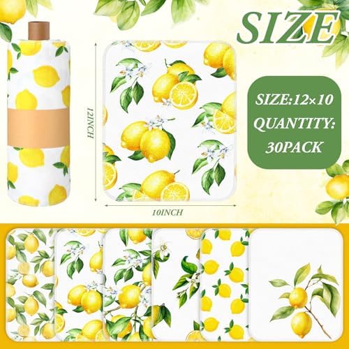 Redbaker 30 Pcs 18 Pcs Reusable Paper Towel for Kitchen,Lemon Style - Image 2