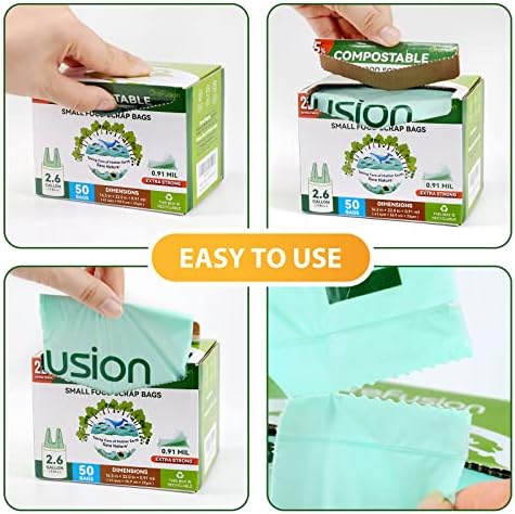 Compostable trash Bags, 2.6 Gallon,Thick 0.91 mils,Compost bin Kitchen,Food Scrap Waste Bags,Small trash bags for compost bin kitchen,Certified by BPI and OK Compost, (80 Count) - Image 5