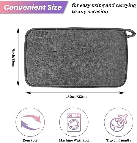 Makeup Remover Cloth Pack of 8, Soft Microfiber Makeup Remover Towels,13x7 inch Reusable Facial Cleansing Cloths for All Skin Types,Gray - Image 3