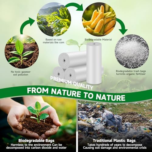 8 Gallon White Trash Bags Biodegradable - Small Garbage Bags 8 Gallon Tall Kitchen Unscented 80count Compostable Recycling Strong Thick Office Waste Basket Medium Liners Bulk Chenyucheng - Image 2