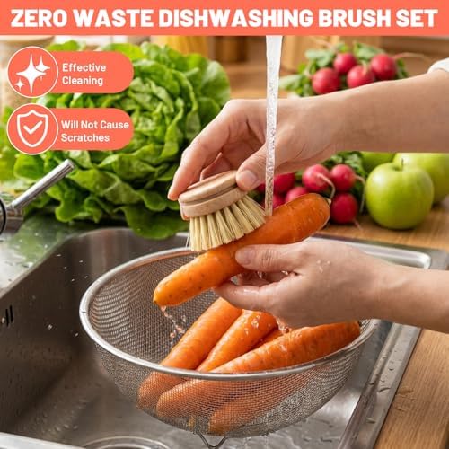 12 Pcs Bamboo Dish Brush Replacement Heads, Small Wooden Dish Brushes - Image 4
