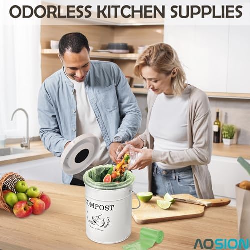 AOSION 1 Gallon Countertop Compost Bin for Kitchen with Lid,Odor Resistant - Image 3