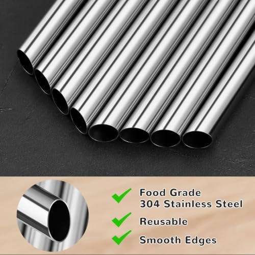 NiHome 4-Pack Stainless Steel Straws for Boba, Smoothie, 10.4” Metal Straws - Image 6