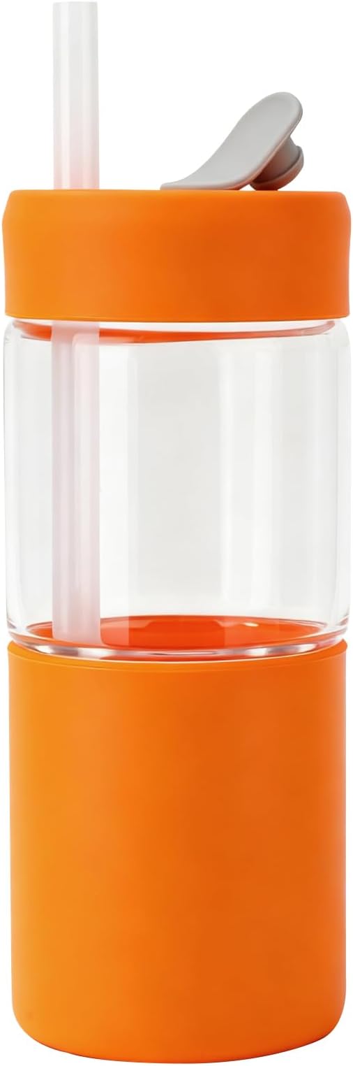 Zenbo 20 oz Glass Tumbler with Silicone Lid & Straw, Reusable Borosilicate Glass Iced Coffee Cup with Silicone Sleeve, Leak-Proof BPA-Free Glass Cup for Smoothies, Juice, Home, Office & Travel