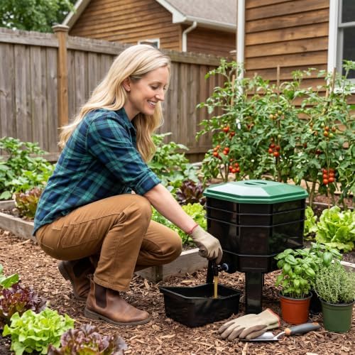 43.5L 3‑Layer Stackable Worm Farm Compost Bin, Easy‑Setup Complete Worm Composter Kit, Indoor Outdoor Use for Kitchen Food Waste & Organic Compost Production - Image 3
