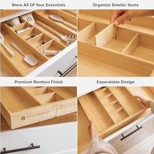 KitchenEdge Utensil & Junk Drawer Organizer, 16-28 in, Bamboo - Image 3