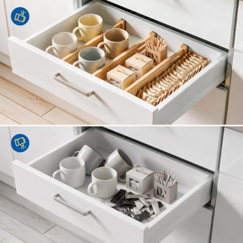 4 Pack 4" Deep Bamboo Drawer Dividers, 12-17" Expandable Kitchen Organizers - Image 3