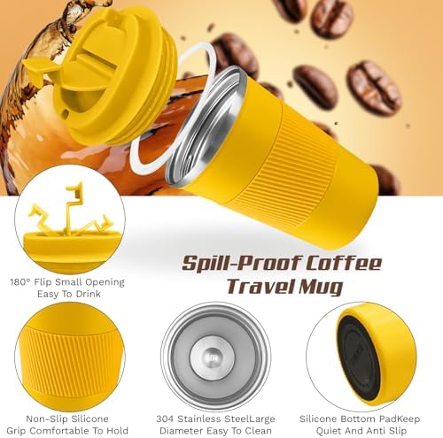 Vacuum Insulated Stainless Steel Travel Coffee Mug,Leak Proof Cup with Lid - Image 3