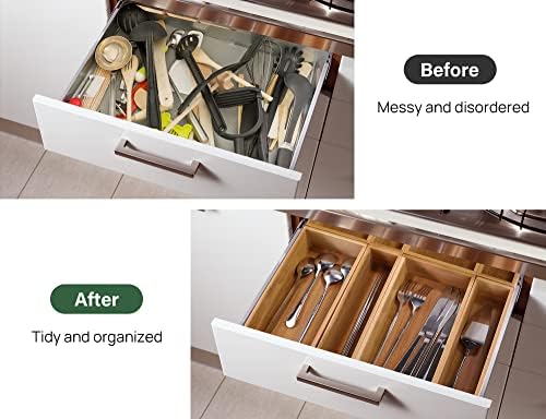 Kootek 8Pcs Bamboo Drawer Organizer 4-Size Kitchen Storage Box for Flatware - Image 4
