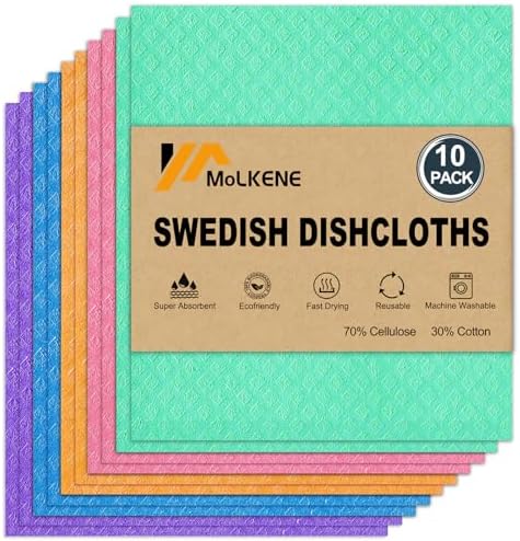 MoLKENE Swedish Dishcloths for Kitchen, 10 Pack, Assorted Colors by MoLKENE