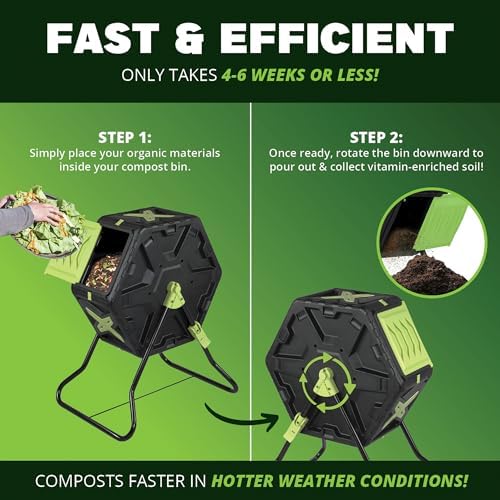Simply Bio 21 Gallon Outdoor Compost Tumbler Bin – BPA-Free, Rotating Composting Bin for Garden, Yard, and Kitchen Waste, Fast Soil Creation, Weather-Resistant Outdoor Composter - Image 2