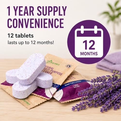 12 Pack Natural Multi-Purpose Cleaner - All Surface Multipurpose Cleaning Tablets Refill - Eco-Friendly Product & Cleaning Supplies - 1 Tablet = 17oz Spray (204oz Total) - Calm Lavender - Image 3