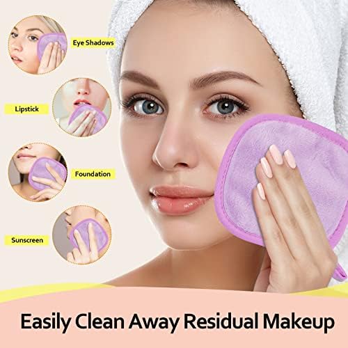 HOMEXCEL Makeup Remover Cloth 12 Pack Reusable Makeup Remover Pads Washable - Image 3