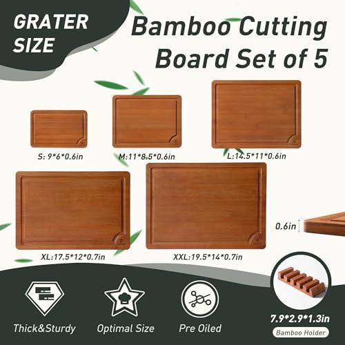 Bamboo Cutting Board Set Non Slip Feet with Holder Over Sink Best Grandpa Grandfather Elder Men Father Day Grandparents Great Papaw Peepaw Pawpaw Granddad Happy Birthday Christmas Unique Cool Gifts - Image 2