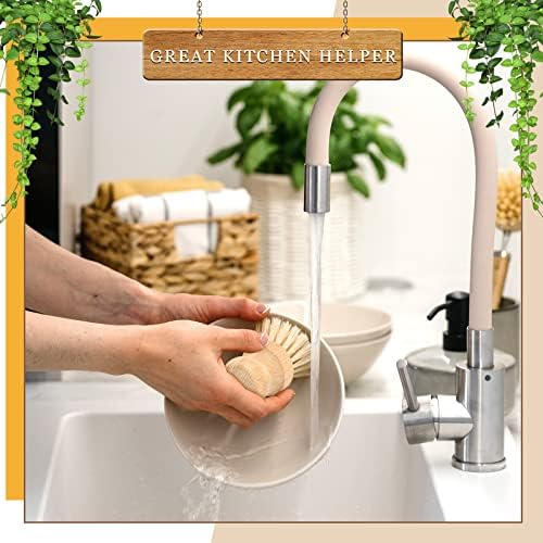 Queekay 12 Pcs Bamboo Dish Brush, Sisal Bristle Scrubber for Pot Pan Sink - Image 5