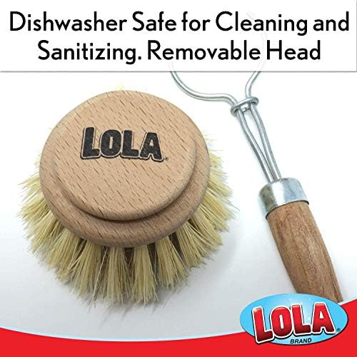 LOLA Replacement Large Head for The Original Tampico Vegetable & Dish Brush, Birchwood & Poly Bristles, Reusable & Washable, 1 Count - Image 6