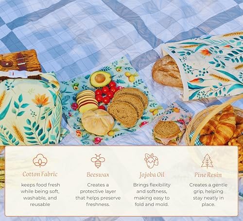 Beeswax Bread Bag for Homemade Bread & Beeswax Wrap Set - Image 4