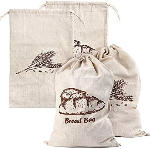 Augshy 4 Pcs Linen Bread Bags for Homemade Bread Container by Augshy