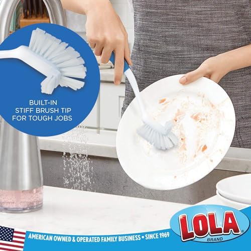 LOLA Pro Utility All Purpose Kitchen Cleaning Brush, 36 Pack, Durable Bristles, Comfort Ergonomic Rubber Non-Slip Grip, Built-in Food Scraper - Image 3
