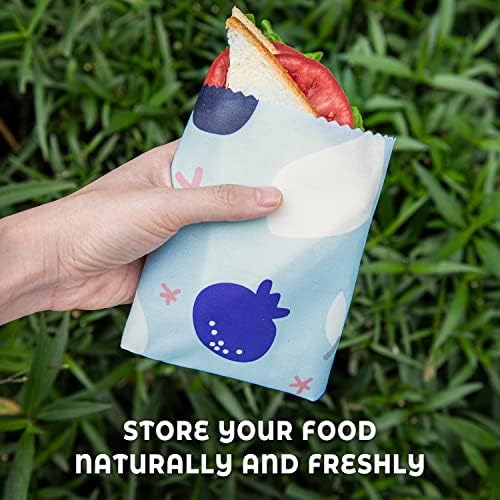 Akeeko Reusable Beeswax Food Wraps - Assorted 9 Packs, Reusable, Plastic-Free Food Storage, 4 Small, 3 Medium, 2 Large Wraps with Assorted Fruits Pattern - Image 5