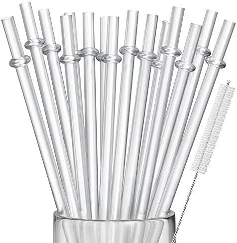 15 Pieces 10 Inch Clear Reusable Plastic Replacement Drinking Straws, Fit for 24 oz 32oz 40oz Mason Jars, Tumblers, BPA Free Unbreakable Drinking Straws with Cleaning Brush by Zmaxqii