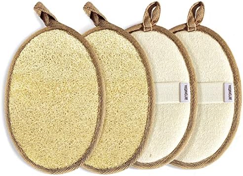 YIQINGJIE Natural Loofah Exfoliating Body Scrubber,4 Pack,Brown by YIQINGJIE
