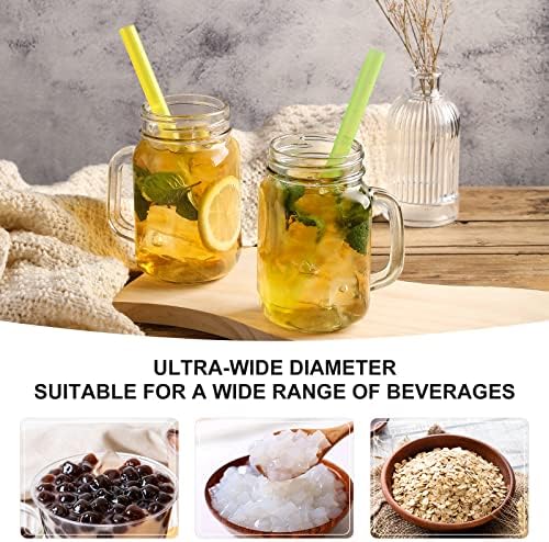 Angled Tips, 12 Pcs Wide Reusable Bubble Tea Straws with 4 Brushes - Multi Colors Jumbo Smoothie Straws, BPA FREE Plastic Straw for Bubble Tea (Tapioca, Pearls), Milkshakes - Image 7