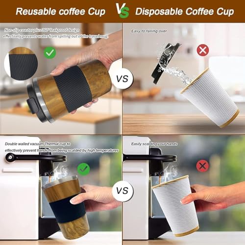 Insulated Travel Coffee Mug, Stainless Steel Coffee Cup with Leakproof Lid - Image 4