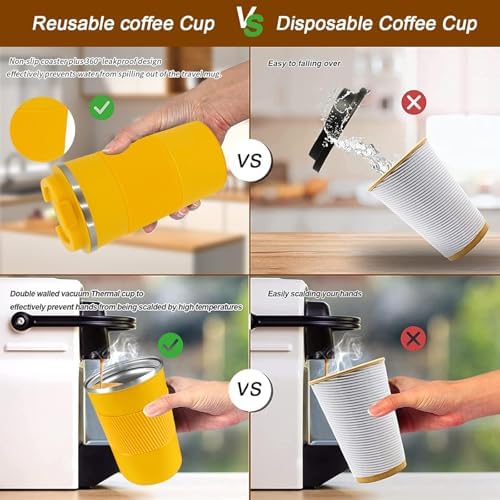 Insulated Travel Coffee Mug, Stainless Steel Coffee Cup with Leakproof Lid - Image 5