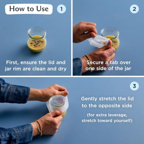 Stasher Premium Reusable Silicone Stretch Lids, Clear, 3-Pack, Small - Image 5
