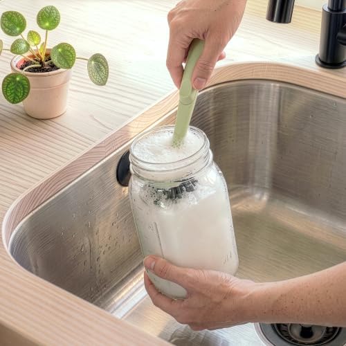 Earth & Mango Magnetic Dish Brush & Scraper, Snaps to Sink, Moss Green - Image 6